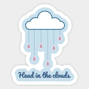 Head in the clouds baby blue cute cloud rain hearts Sticker